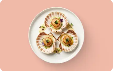 Гребешок с пюре из цветной капусты