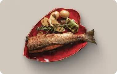 Голец с апельсинами на гриле