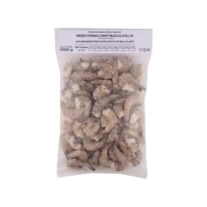 Креветки тигровые свежемороженые без головы 26/30 Phuong Anh Seafood, 1 кг