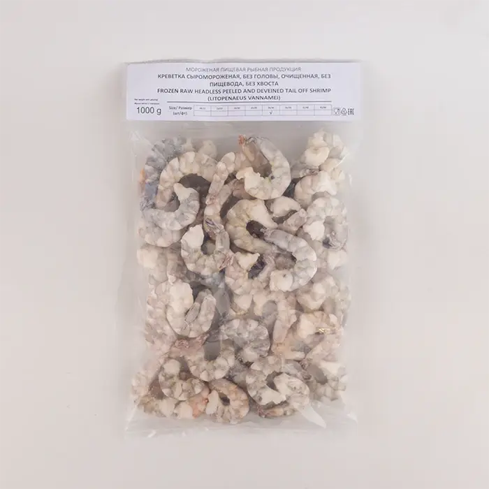 Креветки тигровые свежемороженые очищенные без хвоста 26/30 Phuong Anh Seafood, 1 кг