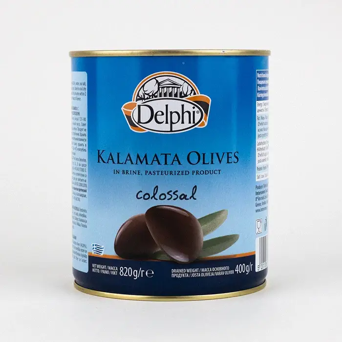 Оливки с косточкой Каламата Colossal 121–140 Delphi, 820 г