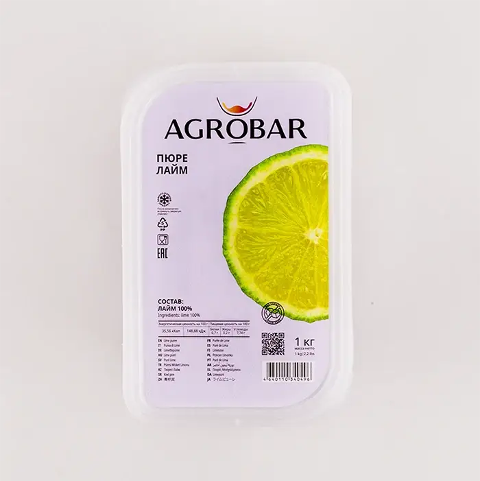 Пюре замороженное Лайм без сахара AGROBAR, 1 кг