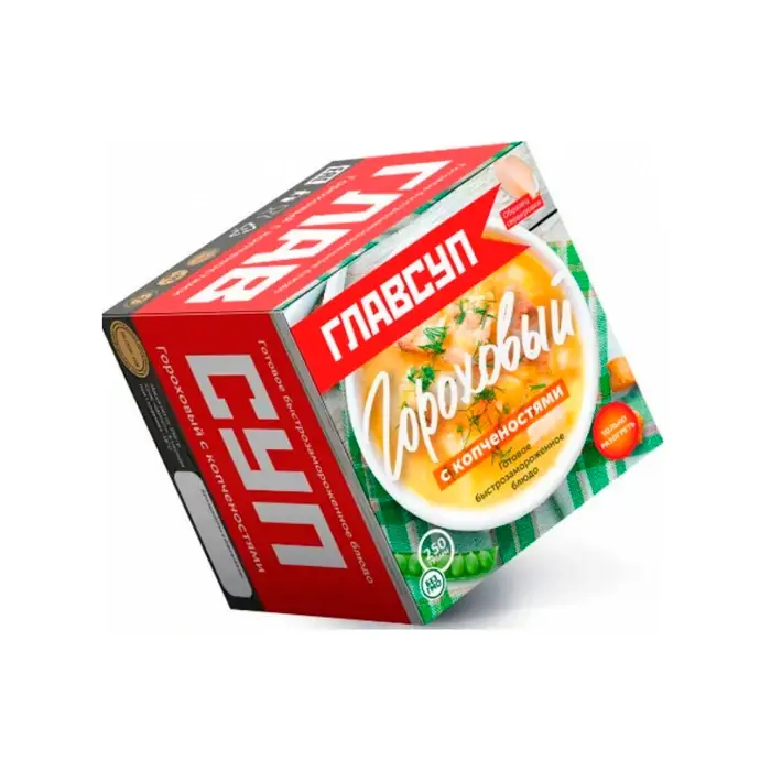 Суп замороженный (гороховый с копченостями) "ГлавСуп", 250 г