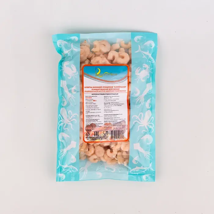 Креветки бланшированные очищенные 200/300, глазурь 7%, 500 гр