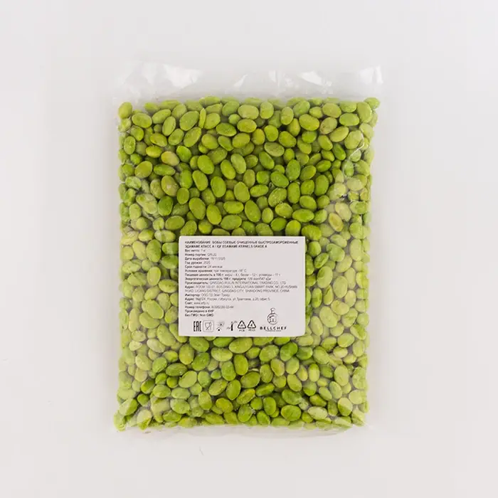 Бобы зеленые соевые очищенные свежемороженные Эдамаме Bellсhef, 1 кг