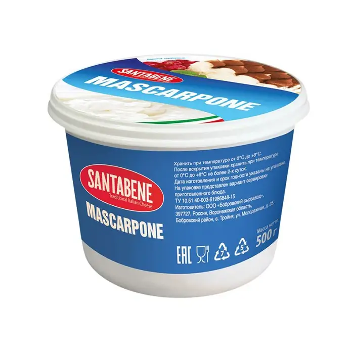 Сыр мягкий маскарпоне 80% Santabene, 500 г