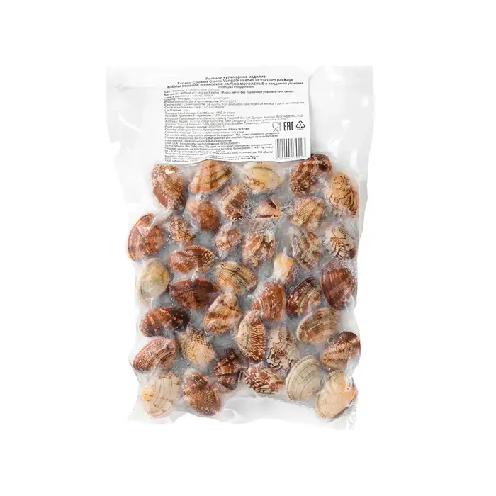 Моллюск венерка (вонголе) в раковине варено-мороженый, 500 гр