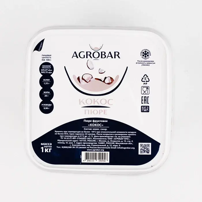 Пюре замороженное Кокос AGROBAR, 1 кг