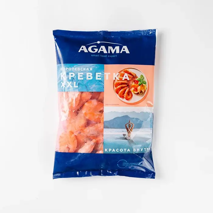 Креветки королевские варено-мороженые с головой в панцире XXL, глазурь 7%, 700 г