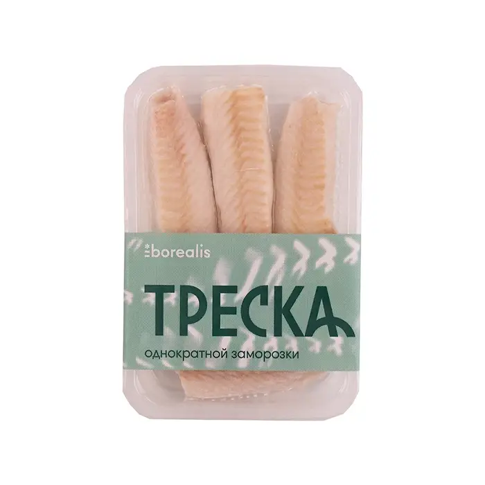 Филе трески (спинки-лойн), свежемороженая без кости 130+ гр 400 г