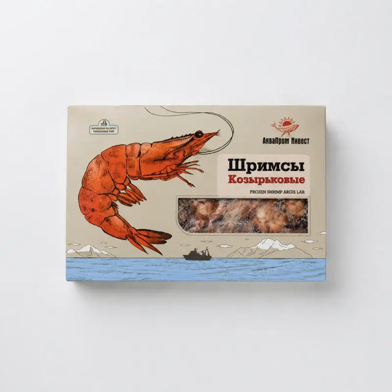 Креветки варено-мороженные с головой шримсы-козырьковые 80/100, 1 кг