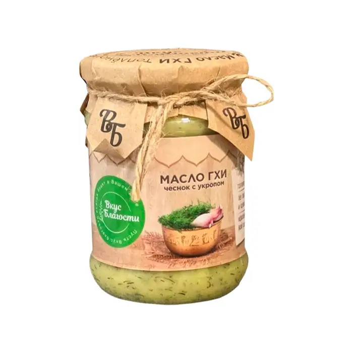 Масло Гхи с чесноком и укропом жир. 99% "Вкус Благости", 225 г