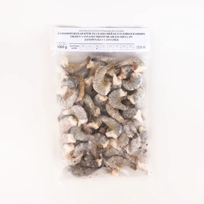Креветки тигровые свежемороженые без головы 16/20 Anh Nguyen, глазурь 7%, 1 кг