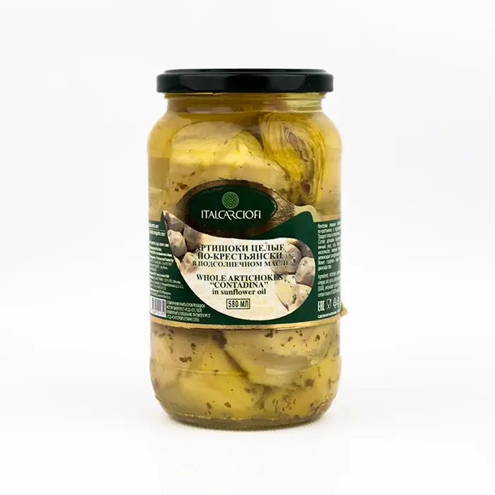 Артишоки целые в масле по-крестьянски, Italcarciofi, 530 гр