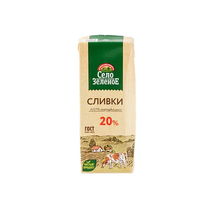 Сливки питьевые 20% «Село Зеленое», 200 г