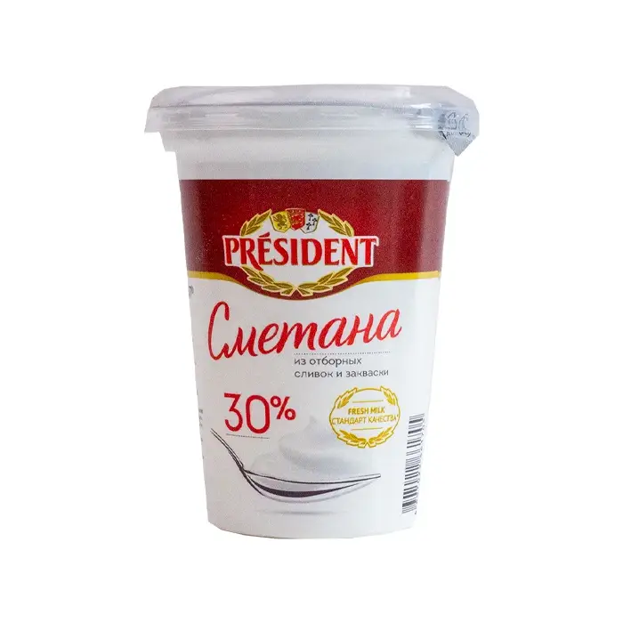 Сметана ГОСТ 30% President, 350 г