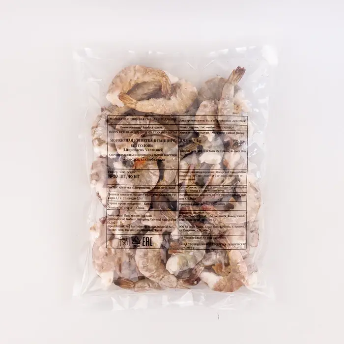 Креветки тигровые свежемороженые без головы 16/20 Universal Aquatic Food, глазурь 7%, 1 кг