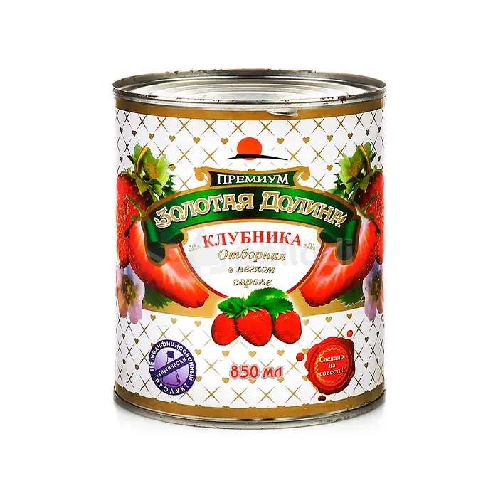 Клубника в сиропе, "Золотая долина", 850 гр