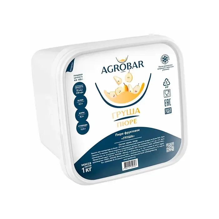 Груша пюре замороженное AGROBAR, 1 кг