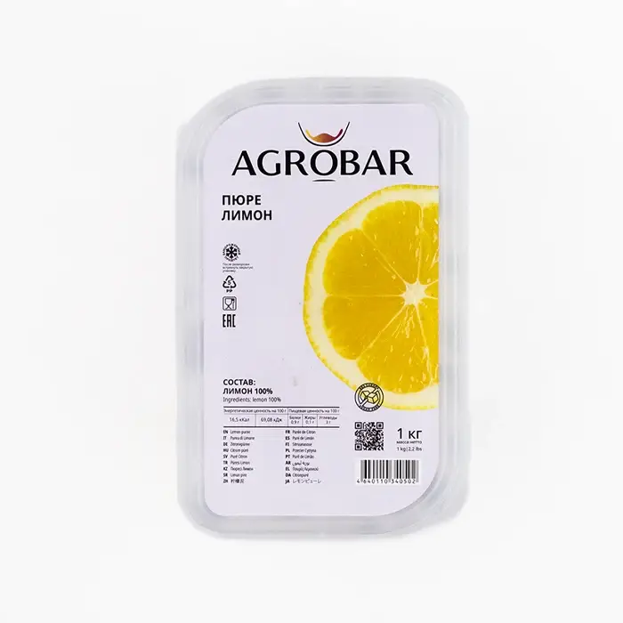 Пюре замороженное без сахара Лимон AGROBAR, 1 кг