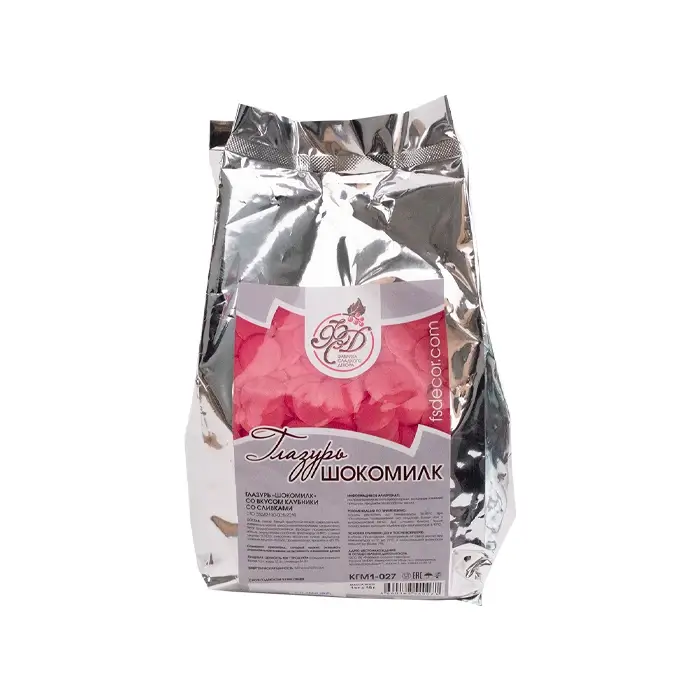 Глазурь кондитерская, диски со вкусом Клубники со сливками "ФСД", 1 кг