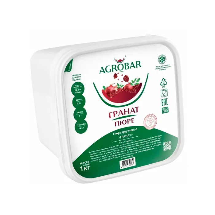 Пюре замороженное Гранат без сахара "Agrobar", 1 кг