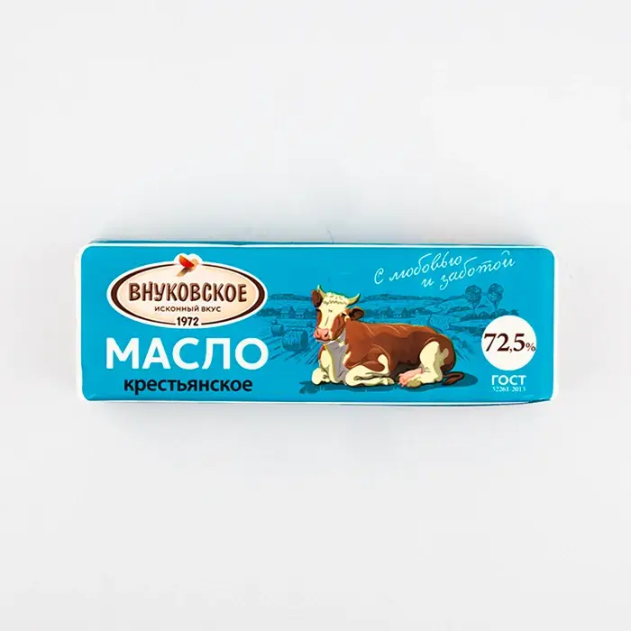 Масло сладкосливочное несоленое Крестьянское 72,5% «Внуковское», 450 г