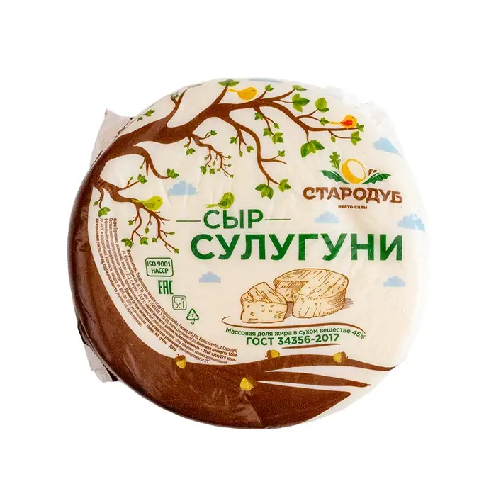Сыр полутвёрдый Сулугуни копченый европейский 45% «Стародубский»,670 гр