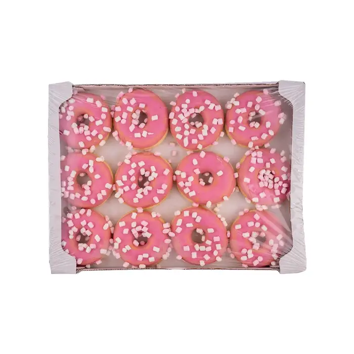 Донат с розовой глазурью, посыпкой из пастилы Marshmallow "Stokson", 36 шт по 61 гр