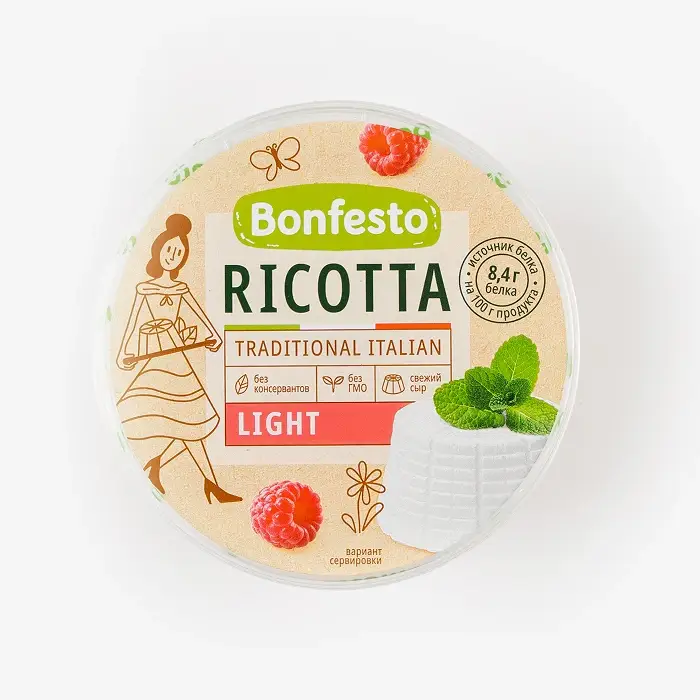 Сыр мягкий Ricotta Light 40% Bonfesto, 500 гр