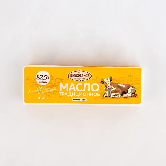 Масло сладкосливочное несоленое Крестьянское 82,5% «Внуковское», 450 гр