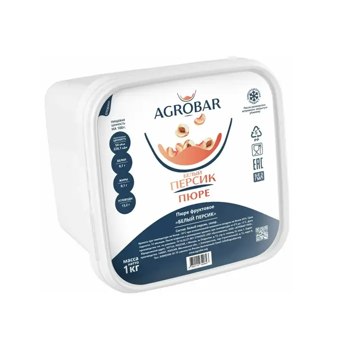 Пюре замороженное Белый Персик AGROBAR, 1 кг