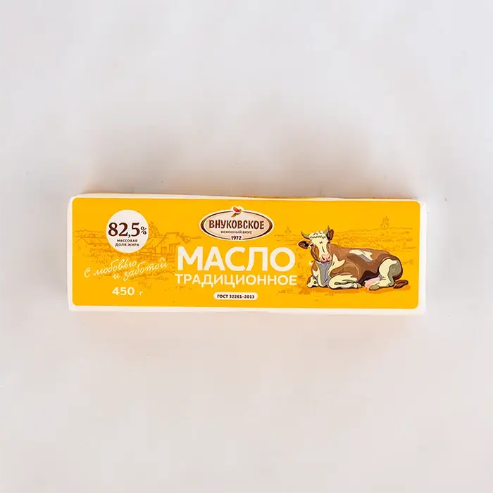 Масло сладкосливочное несоленое Крестьянское 82,5% «Внуковское», 450 гр