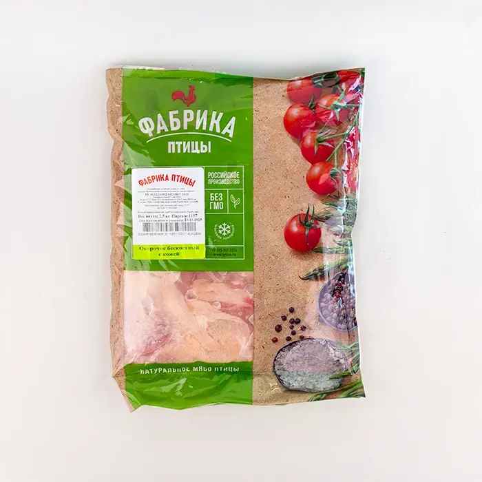 Курица, филе окорочка без кости на коже «Фабрика птицы», 2,5 кг