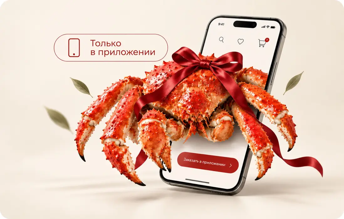 Розыгрыш камчатского краба в мобильном приложении