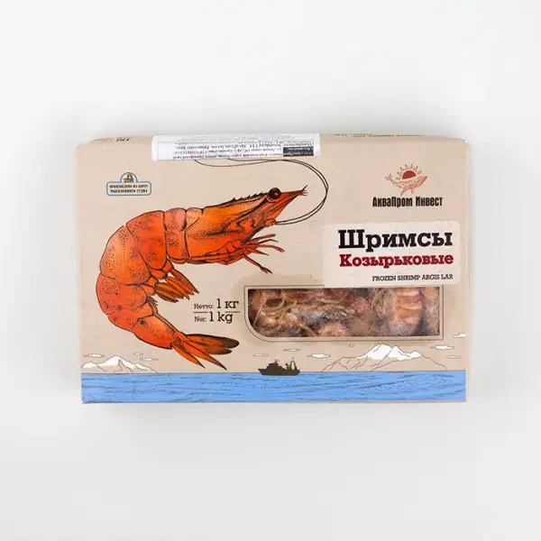 Креветки варено-мороженые с головой шримсы-козырьковые 80/100, 1 кг