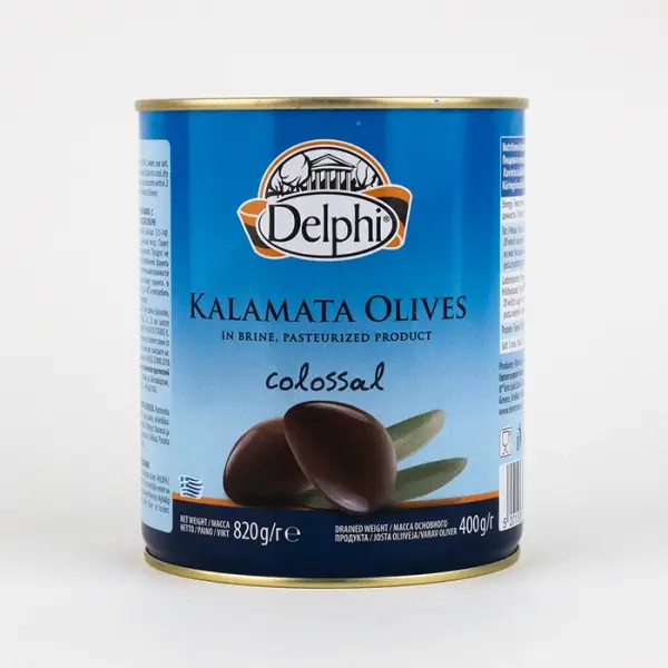 Оливки с косточкой Каламата Colossal 121–140 Delphi, 820 г