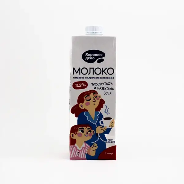 Молоко 3,2 %, «Хорошее дело», 1 л