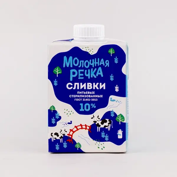 Сливки питьевые 10% «Молочная речка», 500 гр