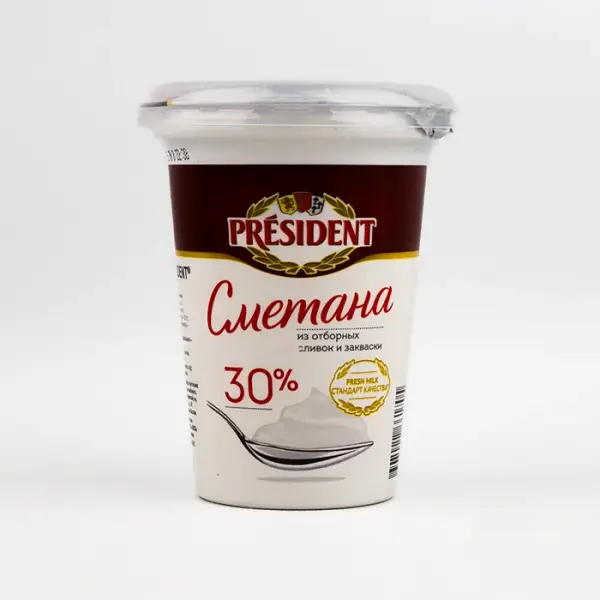 Сметана ГОСТ 30% President, 350 г