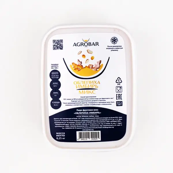 Пюре замороженное Облепиха-имбирь AGROBAR, 250 гр