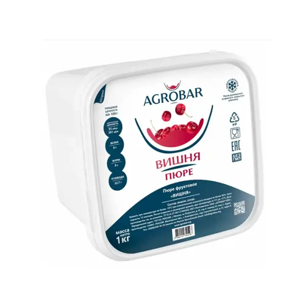 Пюре Вишня замороженное AGROBAR, 1 кг