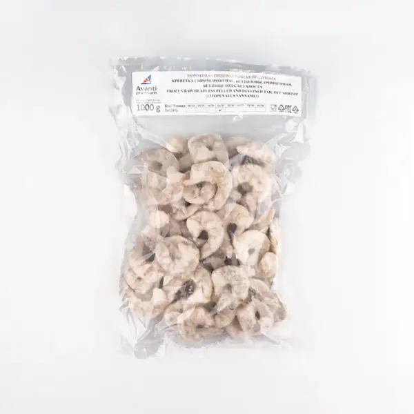Креветки тигровые свежемороженые очищенные без хвоста 21/25 Avanti, 1 кг