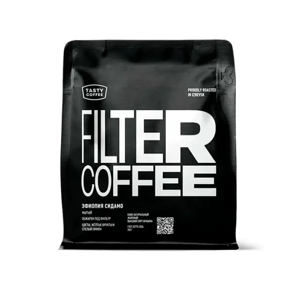 Кофе в зернах обжаренный моносорт под фильтр Эфиопия Сидамо "Тasty Coffee" 250 гр