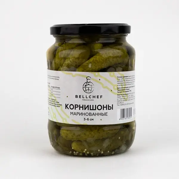 Огурцы маринованные 3–6 см Bellсhef, 720 мл