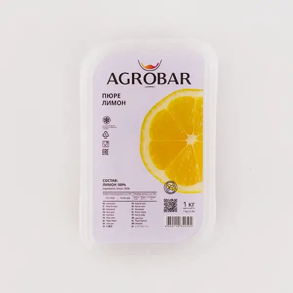 Пюре замороженное Лимон без сахара AGROBAR, 1 кг