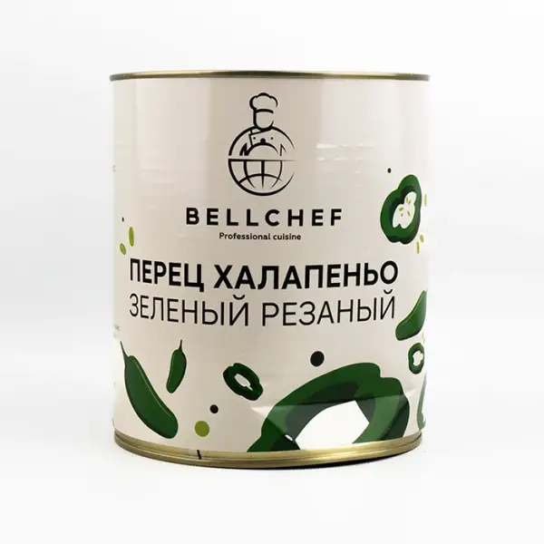 Перец Халапеньо резаный зеленый Bellсhef, 3,1 л