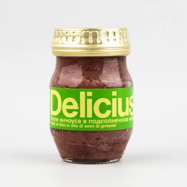Филе анчоуса в подсолнечном масле Delicius, 90 г