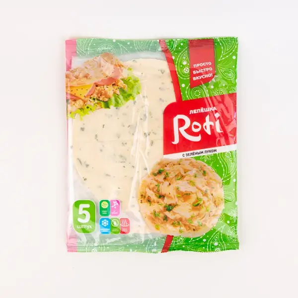 Лепешка слоеная с зеленым луком Roti, 5 шт