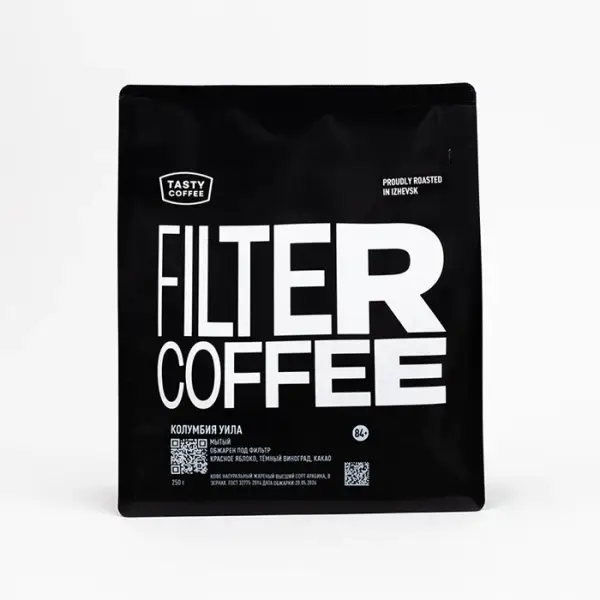 Кофе в зернах обжаренный моносорт под фильтр Колумбия Уила "Тasty Coffee" 250 гр